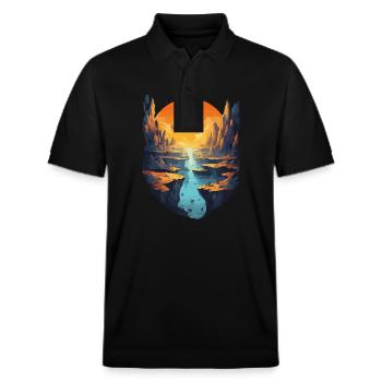 Fantastic scenery with sunset and - Stanley/Stella Unisex Organic Polo Shirt PREPSTER - black - Front - Roxy (174cm) & Andy (188cm)