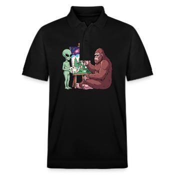 Alien et Bigfoot - Polo PREPSTER bio Stanley/Stella Unisexe - noir - Devant - Roxy (174cm) & Andy (188cm)