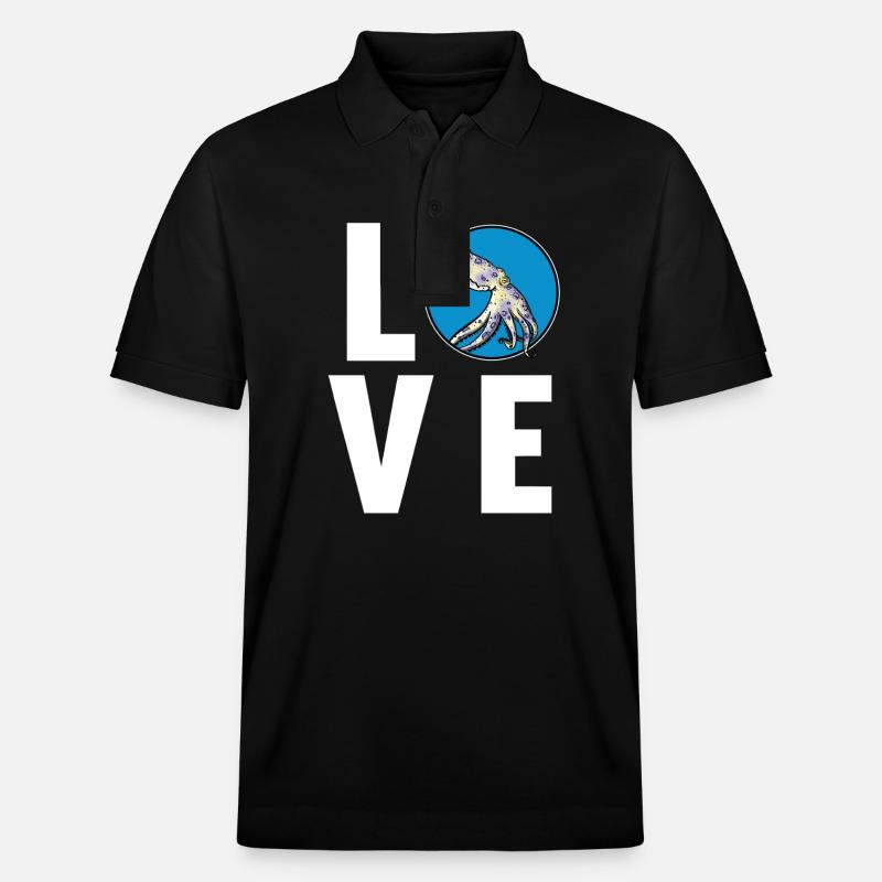 Pieuvre annelée bleue Blaugeringelter Krake - Polo PREPSTER bio Stanley/Stella Unisexe - noir