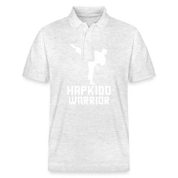 Guerrier Hapkido - Polo PREPSTER bio Stanley/Stella Unisexe - blanc chiné - Devant - Roxy (174cm) & Andy (188cm)