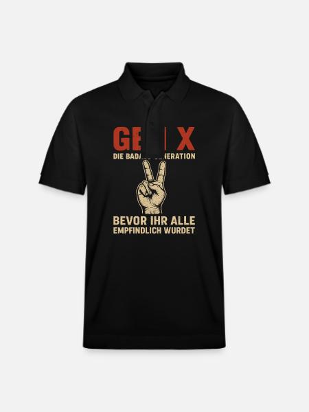 Gen X Den Badass Generation Humor - Ekologisk pikétröja PREPSTER unisex från Stanley/Stella - svart