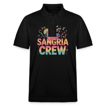 Sangria Crew Malle Gruppen Party Mallorca 2025 - Stanley/Stella Unisex Bio-Poloshirt PREPSTER - Schwarz - Vorne - Roxy (174cm) & Andy (188cm)