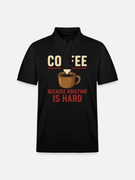 Coffee lovers: Adulting is hard - Stanley/Stella Unisex Organic Polo Shirt PREPSTER - black