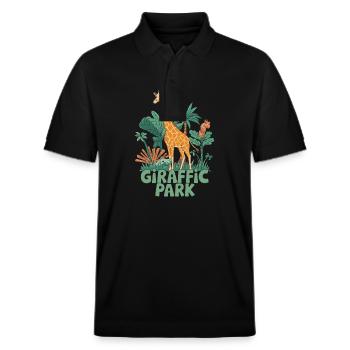 Aventure safari dans le parc des Girafics - Polo PREPSTER bio Stanley/Stella Unisexe - noir - Devant - Roxy (174cm) & Andy (188cm)