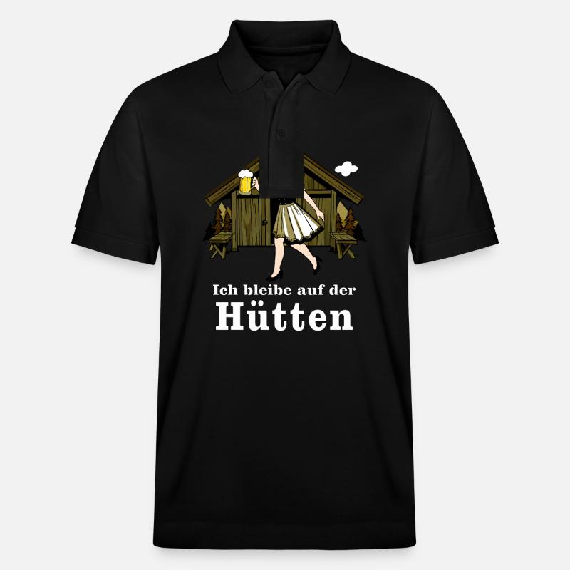Ich bleibe auf der Wanderhütte - Stanley/Stella Unisex Bio-Poloshirt PREPSTER - Schwarz