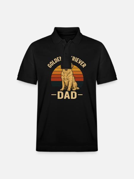 Golden Retriever Dad Retro Style - Stanley/Stella Unisex Organic Polo Shirt PREPSTER - black