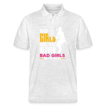 Tennis Spieler: Gute Mädchen Himmel, Schlechte - Stanley/Stella Unisex Bio-Poloshirt PREPSTER - Weiß meliert - Vorne - Roxy (174cm) & Andy (188cm)