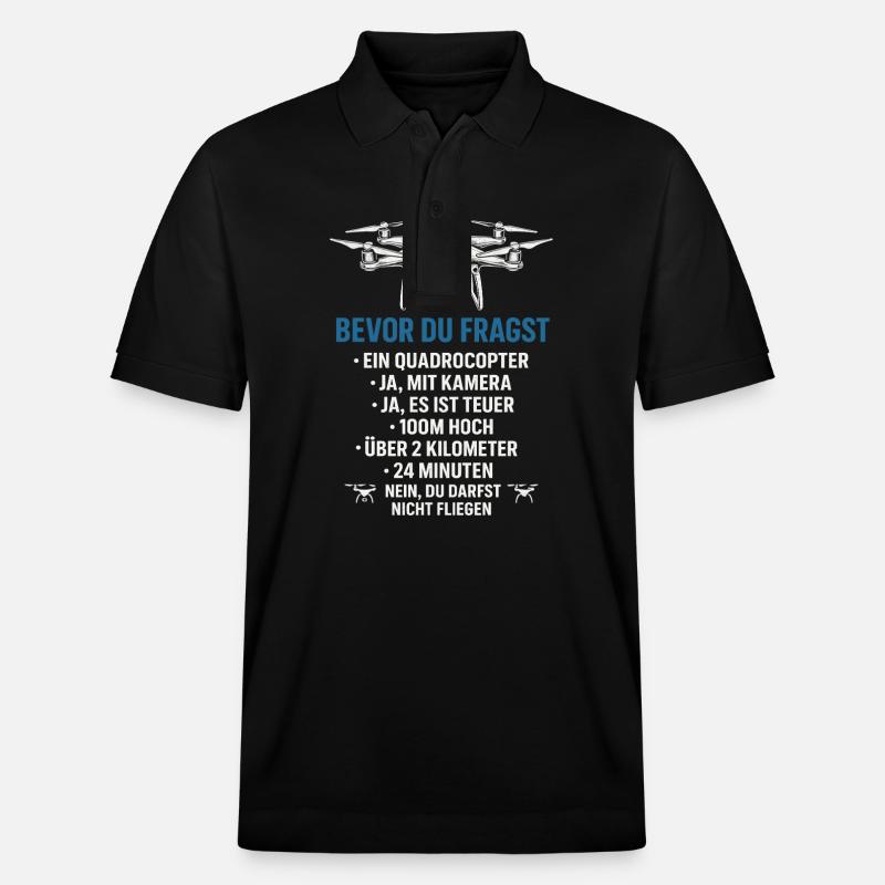 Drone quadricoptère drôle de dicton - Polo PREPSTER bio Stanley/Stella Unisexe - noir