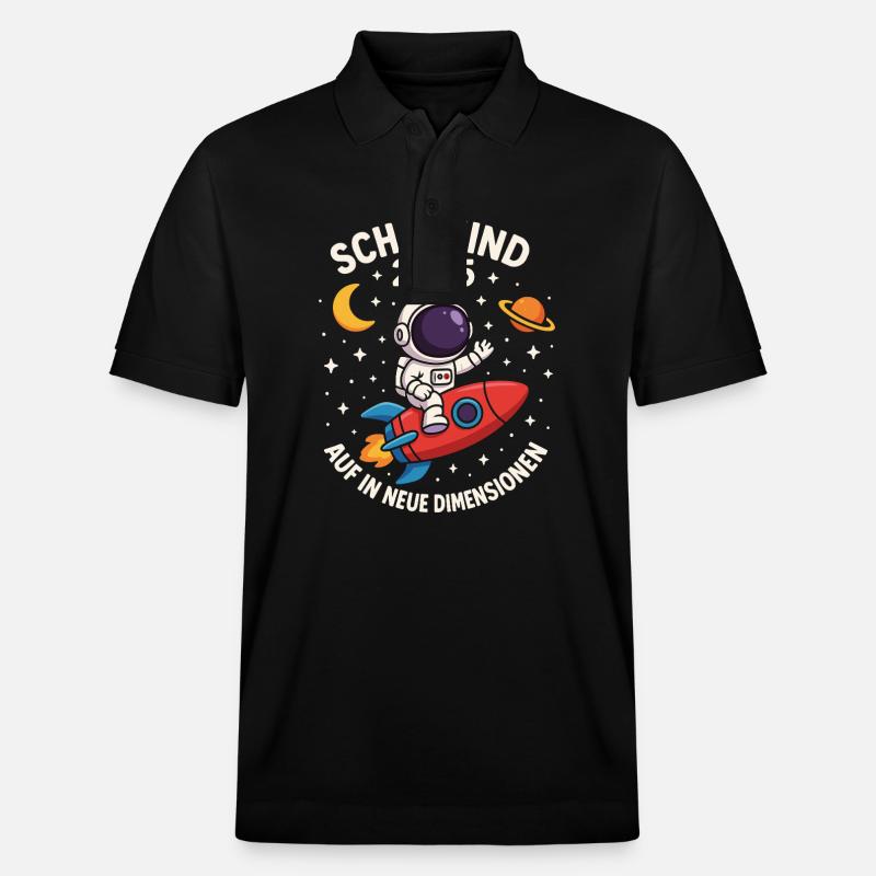 Écolier 2025 Astronaute Fusée - Polo PREPSTER bio Stanley/Stella Unisexe - noir