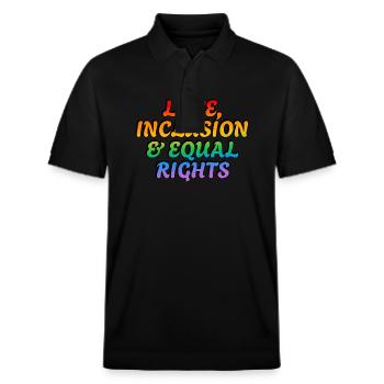 Liebe, Inklusion und Gleichberechtigung LGBT Pride Verbündeter - Stanley/Stella Unisex Bio-Poloshirt PREPSTER - Schwarz - Vorne - Roxy (174cm) & Andy (188cm)