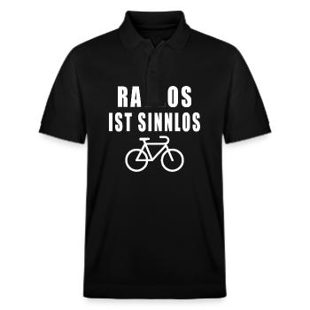 Radlos Ist Sinnlos - Stanley/Stella Unisex Bio-Poloshirt PREPSTER - Schwarz - Vorne - Roxy (174cm) & Andy (188cm)