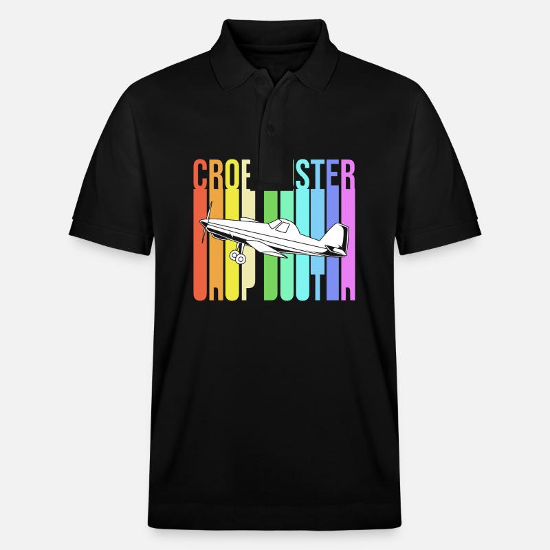 Crop Duster Airplane Pilot Gift - Stanley/Stella Unisex Organic Polo Shirt PREPSTER - black