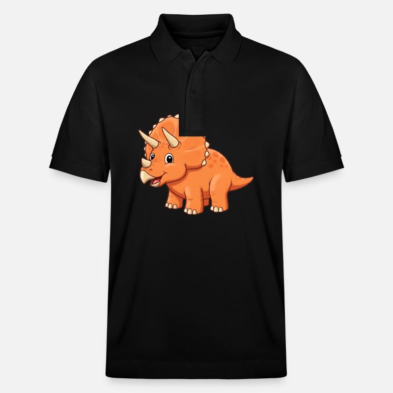 Dino Dessin Animé Triceratops - Polo PREPSTER bio Stanley/Stella Unisexe - noir