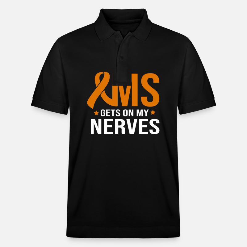 Multiple Sclerosis MS - Stanley/Stella Unisex Organic Polo Shirt PREPSTER - black