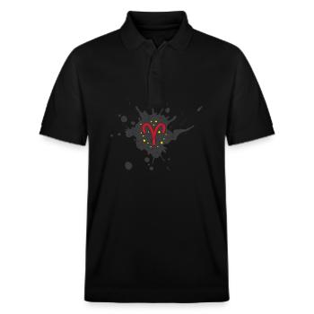Sternzeichen Widder - Stanley/Stella Unisex Bio-Poloshirt PREPSTER - Schwarz - Vorne - Roxy (174cm) & Andy (188cm)