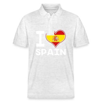 Spanien Spanisch - Stanley/Stella Unisex Bio-Poloshirt PREPSTER - Weiß meliert - Vorne - Roxy (174cm) & Andy (188cm)