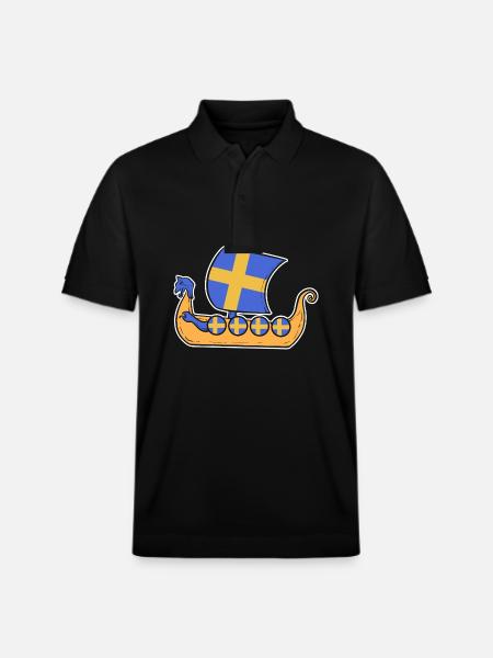 Sweden Swedish Viking Viking - Stanley/Stella Unisex Organic Polo Shirt PREPSTER - black