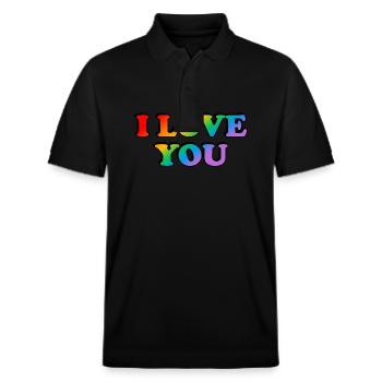 I love you - Regenbogen - Homo-Ehe - Stanley/Stella Unisex Bio-Poloshirt PREPSTER - Schwarz - Vorne - Roxy (174cm) & Andy (188cm)