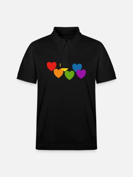 Rainbow hearts Pride - Stanley/Stella Unisex Organic Polo Shirt PREPSTER - black