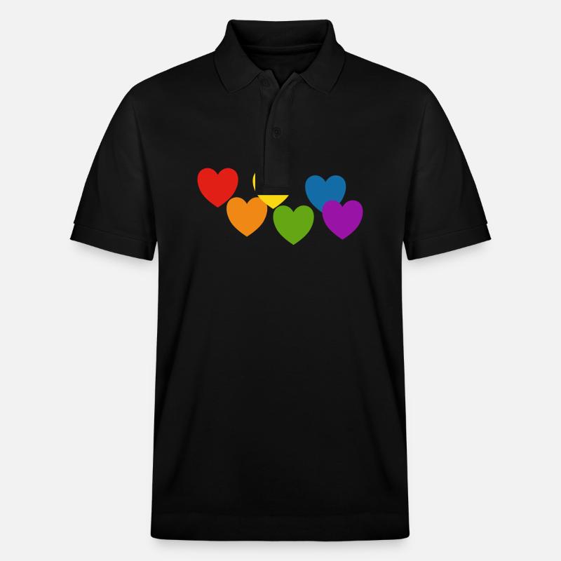 Rainbow hearts Pride - Stanley/Stella Unisex Organic Polo Shirt PREPSTER - black