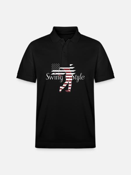 Swing Style Golf Golfing USA - Stanley/Stella Unisex Organic Polo Shirt PREPSTER - black