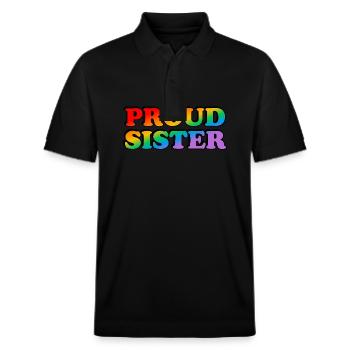 Stolze Schwester - Stanley/Stella Unisex Bio-Poloshirt PREPSTER - Schwarz - Vorne - Roxy (174cm) & Andy (188cm)
