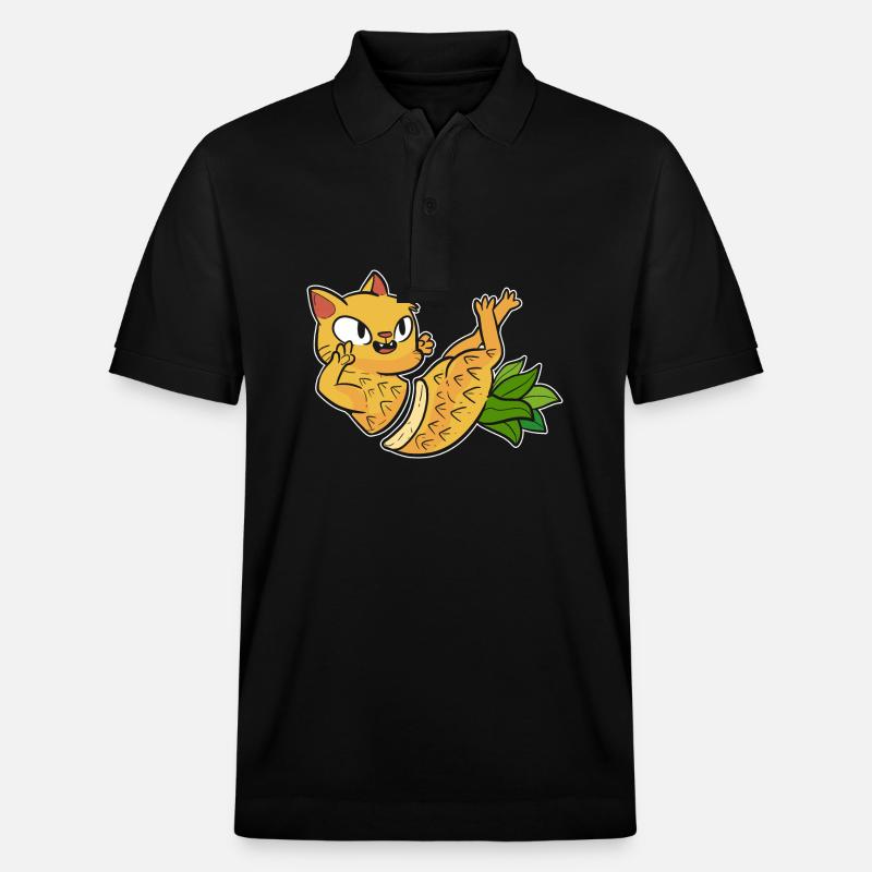 Ananas Katze - Stanley/Stella Unisex Bio-Poloshirt PREPSTER - Schwarz