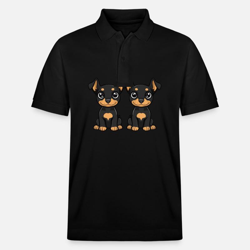 Doberman Hund Comic - Stanley/Stella Unisex Bio-Poloshirt PREPSTER - Schwarz