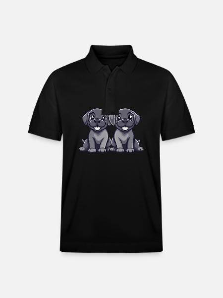 Mastiff Dog Comic - Stanley/Stella Unisex Organic Polo Shirt PREPSTER - black