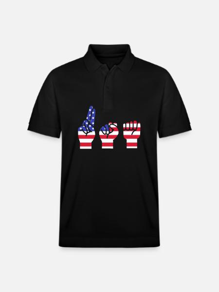 Sign language sign ASL deaf - Stanley/Stella Unisex Organic Polo Shirt PREPSTER - black