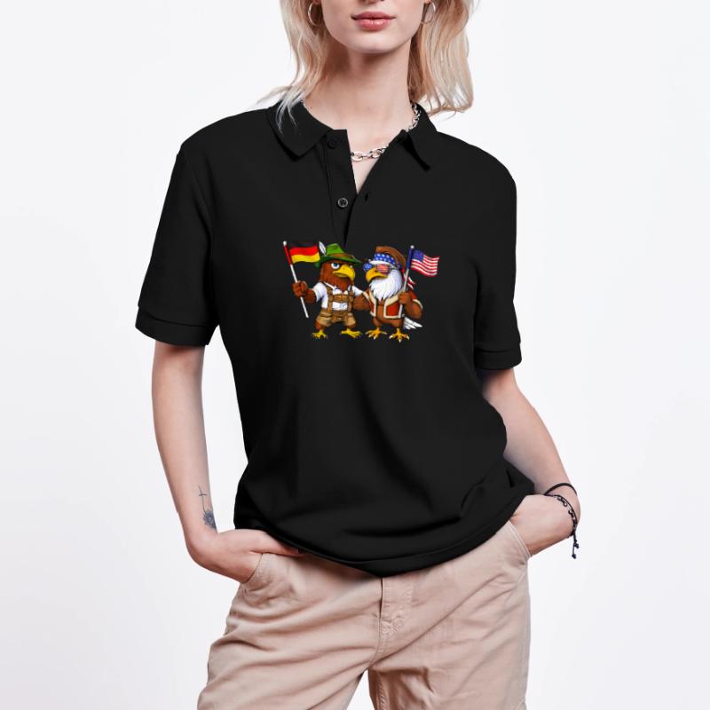 German Eagle US American Bald Eagle Stanley/Stella Unisex Organic Polo Shirt PREPSTER