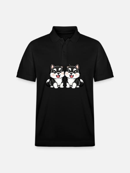 Husky Dog Comic - Stanley/Stella Unisex Organic Polo Shirt PREPSTER - black