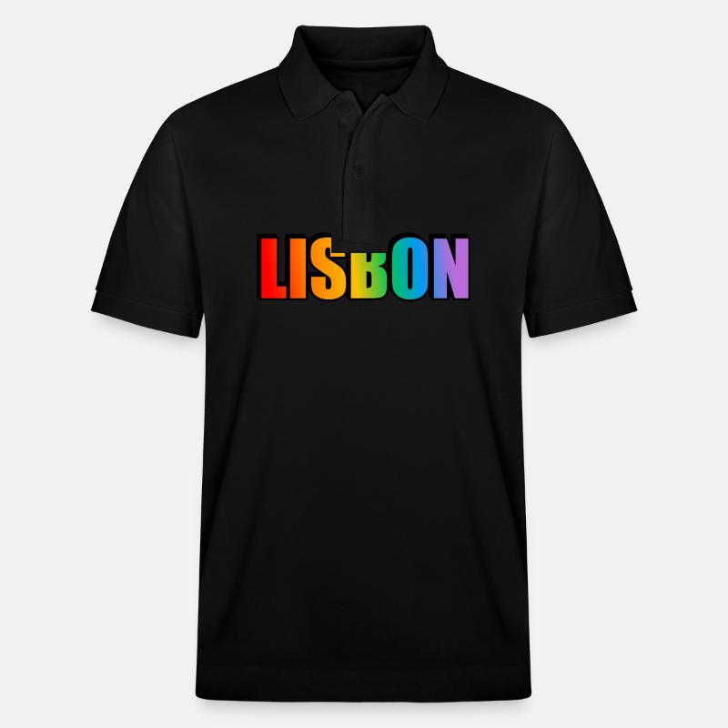 Lisbonne Gay Rainbow LGBT Pride - Polo PREPSTER bio Stanley/Stella Unisexe - noir