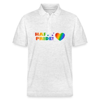 Happy Pride Cœur Arc-en-ciel LGBTQ - Polo PREPSTER bio Stanley/Stella Unisexe - blanc chiné - Devant - Roxy (174cm) & Andy (188cm)