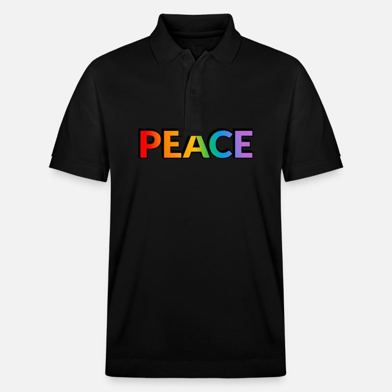 Friedens-Regenbogen - Stanley/Stella Unisex Bio-Poloshirt PREPSTER - Schwarz