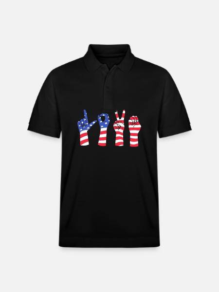 Sign language sign ASL deaf - Stanley/Stella Unisex Organic Polo Shirt PREPSTER - black