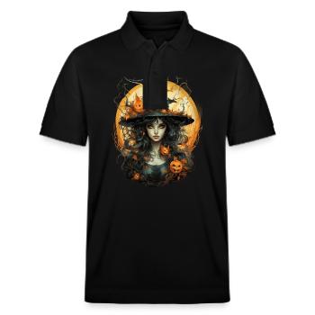Halloween Witch I Cartoon Style I Witch - Stanley/Stella Unisex Bio-Poloshirt PREPSTER - Schwarz - Vorne - Roxy (174cm) & Andy (188cm)