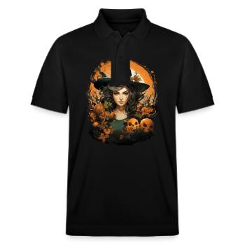 Halloween Witch I Cartoon Style I Witch - Stanley/Stella Unisex Bio-Poloshirt PREPSTER - Schwarz - Vorne - Roxy (174cm) & Andy (188cm)