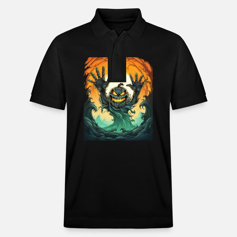 Halloween Emerging Hands Spooky Pumpkin - Stanley/Stella Unisex Bio-Poloshirt PREPSTER - Schwarz