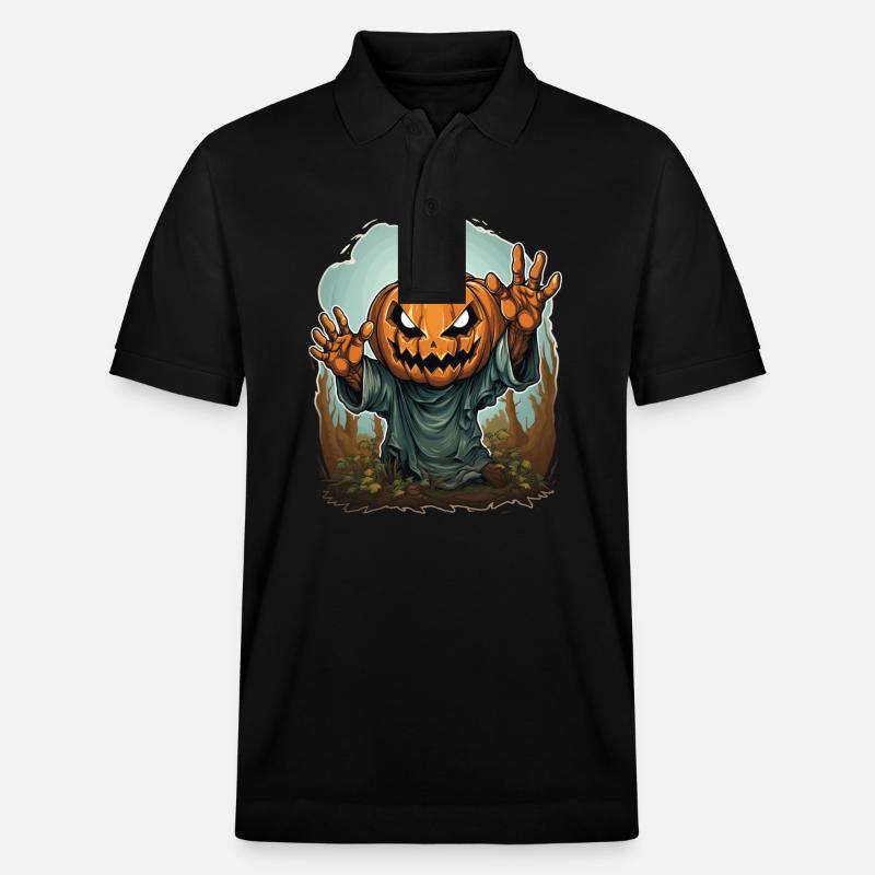 Halloween Emerging Hands Spooky Pumpkin - Stanley/Stella Unisex Organic Polo Shirt PREPSTER - black