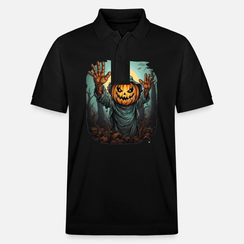 Halloween Mains émergentes Citrouille effrayante - Polo PREPSTER bio Stanley/Stella Unisexe - noir