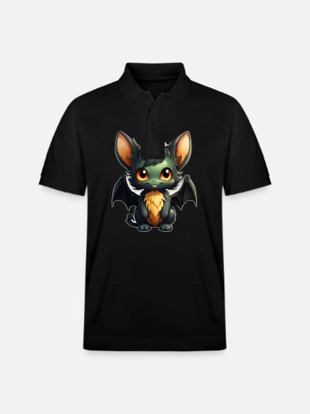 Bat Halloween I Cartoon Cute Bat - Stanley/Stella Unisex Organic Polo Shirt PREPSTER - black