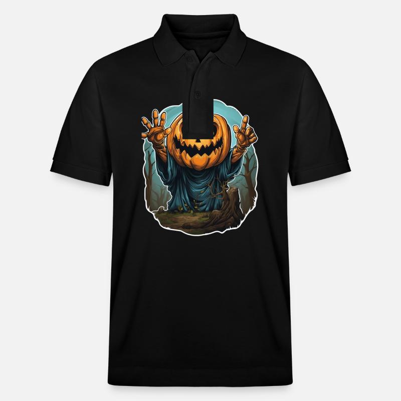 Halloween Emerging Hands Spooky Pumpkin - Stanley/Stella Unisex Bio-Poloshirt PREPSTER - Schwarz