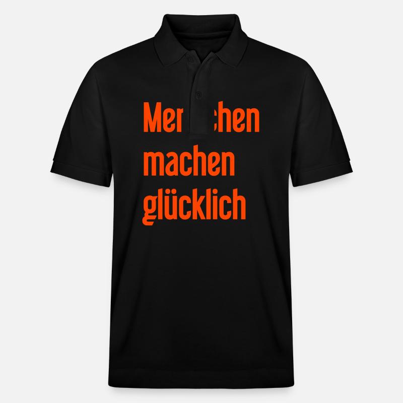 Menschen machen glücklich – Positives Statement - Stanley/Stella Unisex Bio-Poloshirt PREPSTER - Schwarz