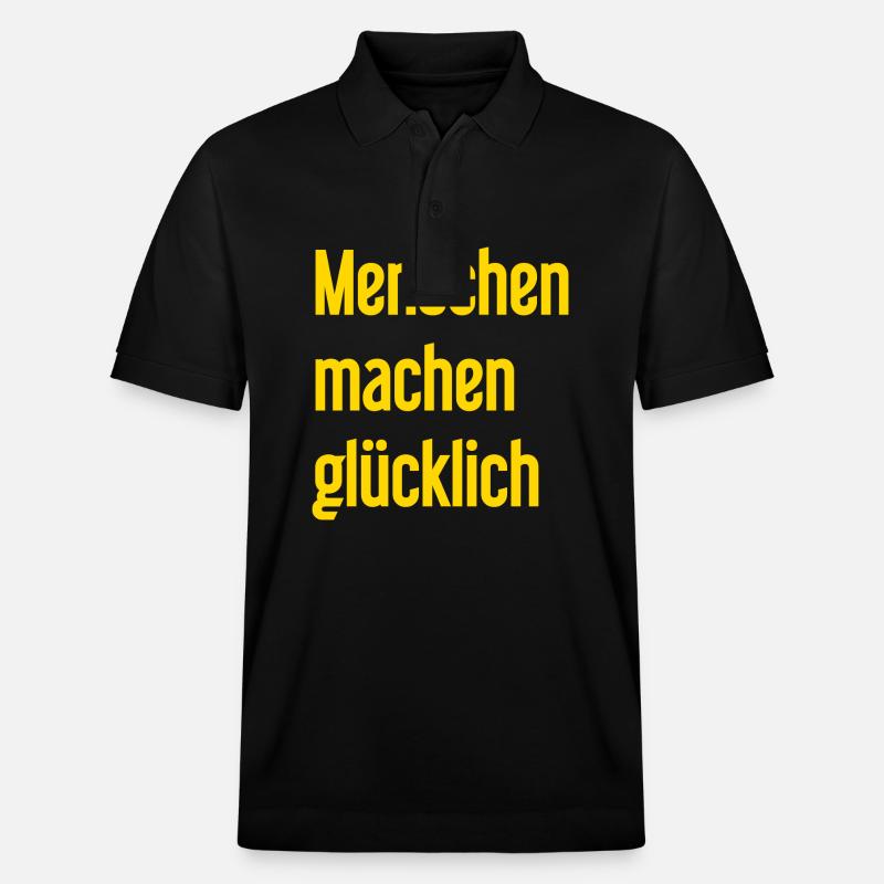 Menschen machen glücklich – Positives Statement - Stanley/Stella Unisex Bio-Poloshirt PREPSTER - Schwarz