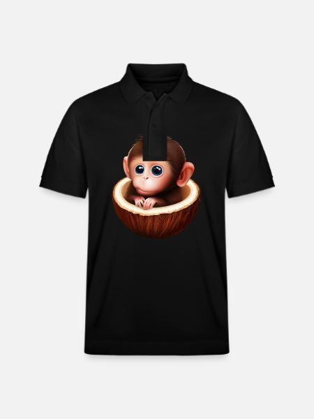 Monkey in a coconut - Stanley/Stella Unisex Organic Polo Shirt PREPSTER - black