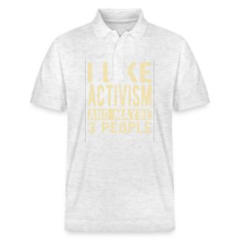 Activism Saying - Stanley/Stella Unisex Organic Polo Shirt PREPSTER - heather white - Front - Roxy (174cm) & Andy (188cm)