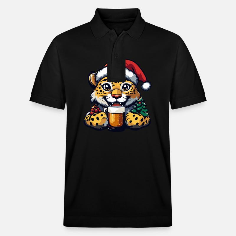 Léopard Noël Bière Drôle - Polo PREPSTER bio Stanley/Stella Unisexe - noir