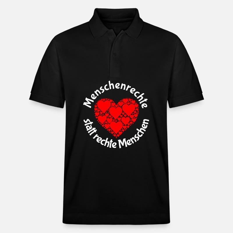 Menschenrechte statt rechte Menschen Statement - Stanley/Stella Unisex Bio-Poloshirt PREPSTER - Schwarz
