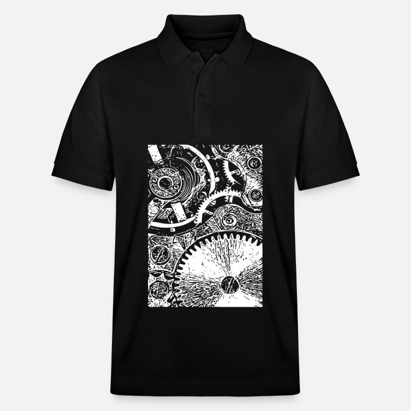 Zahnrad Clockwork Muster - Stanley/Stella Unisex Bio-Poloshirt PREPSTER - Schwarz